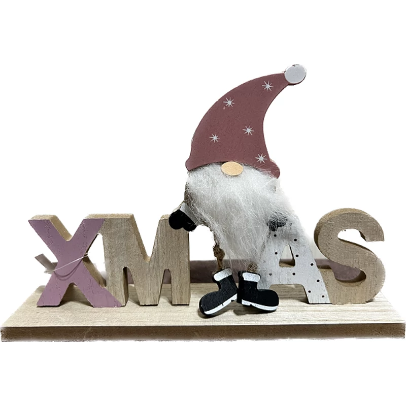 Karácsonyi dekoráció fából Manó - Xmas felirat
