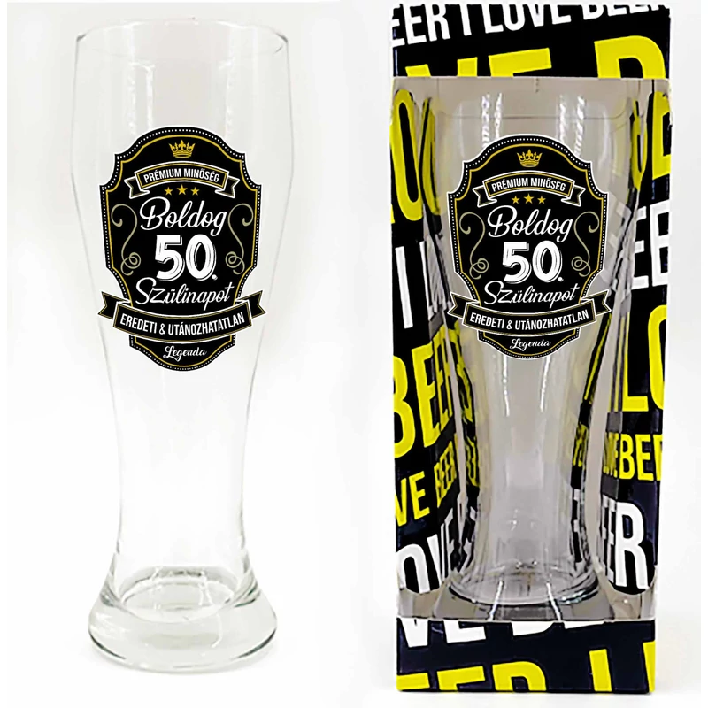 Söröspohár, 665 ml - Boldog 50. Szülinapot Prémium felirat