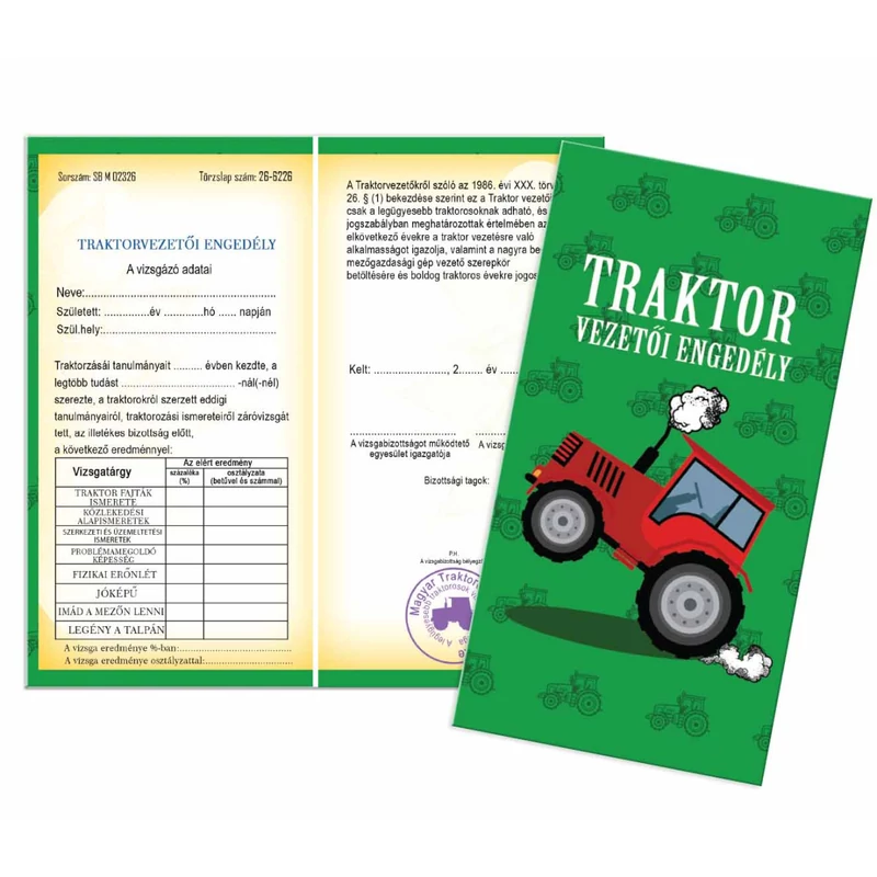 Bizonyítvány - Traktor vezetői engedély