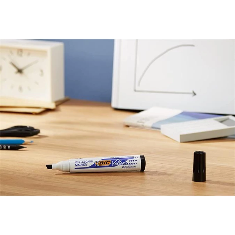 Flipchart- és táblamarker, 1,1-5,6 mm, vágott, BIC "Velleda ecolutions", fekete