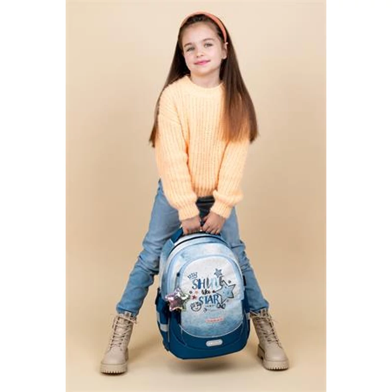 Iskolatáska, cipzáras, BELMIL "Leisure Plus Shine like a Star Jeans", csillag