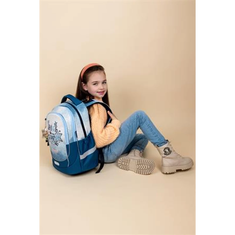 Iskolatáska, cipzáras, BELMIL "Leisure Plus Shine like a Star Jeans", csillag