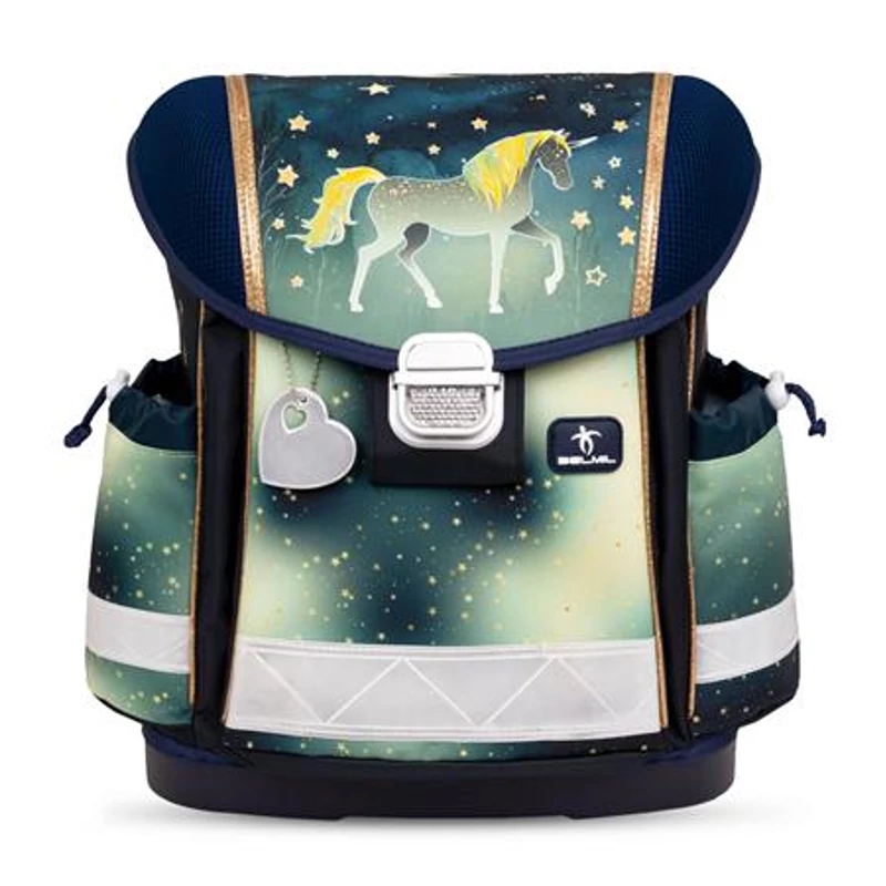 Iskolatáska, fémcsat, BELMIL "Classy Sparkling Unicorn", unikornis