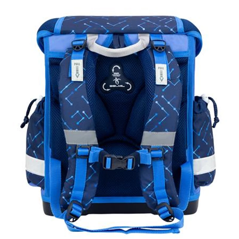 Iskolatáska, fémcsat, BELMIL "Classy Navy Blue Tech", robot