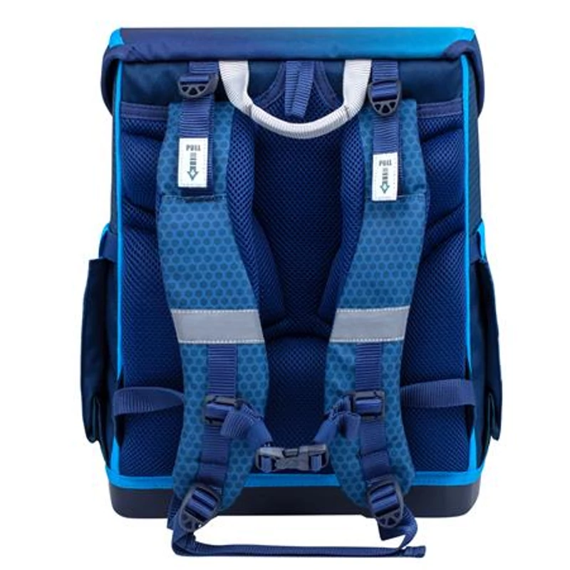 Iskolatáska, mágneszárral, BELMIL "Compact Racing Blue Neon", versenyautó