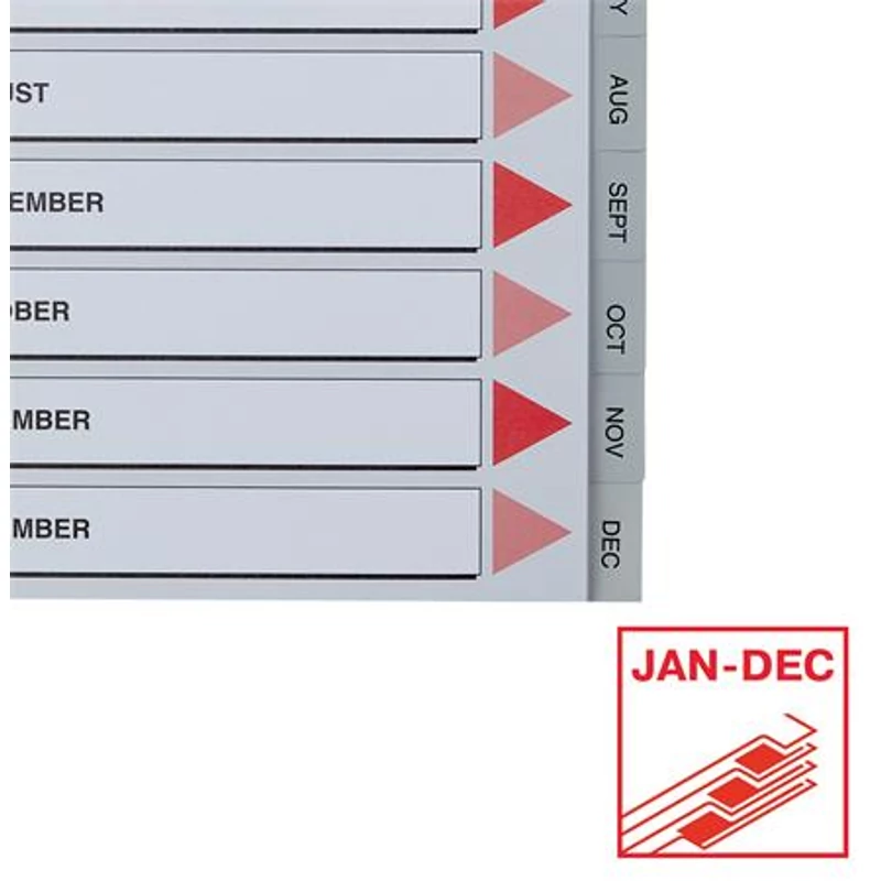 Regiszter, műanyag, A4, Jan-Dec, ESSELTE, szürke