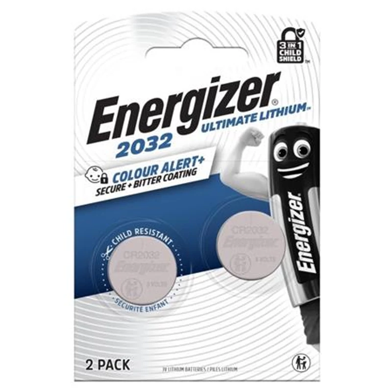 Gombelem, CR2032, 2 db, színjelző, ENERGIZER "Ultimate Lithium Performance"