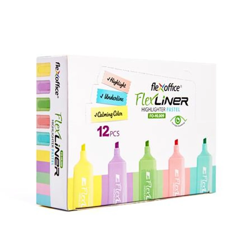 Szövegkiemelő készlet, 1-5 mm, FLEXOFFICE "Flexliner", vegyes pasztell színek,Szövegkiemelő készlet, 1-5 mm, FLEXOFFICE "Flexliner", vegyes pasztell színek