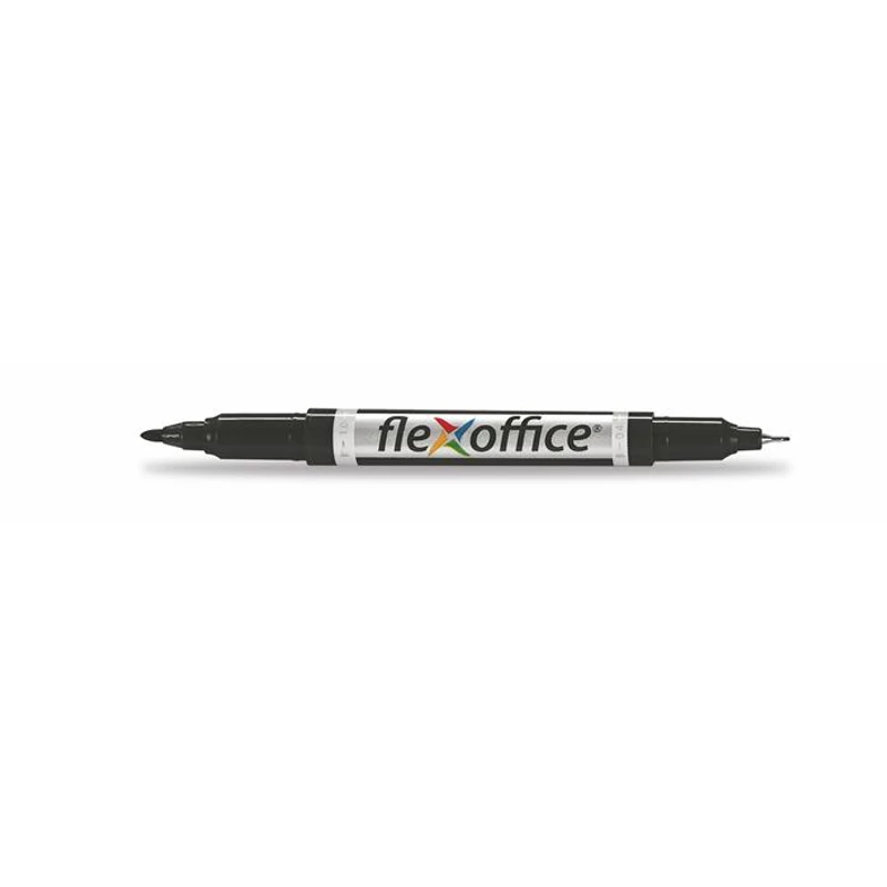 Alkoholos marker, 0,4 / 1,0 mm, kúpos, kétvégű, FLEXOFFICE "PM01", fekete