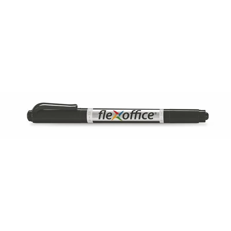 Alkoholos marker, 0,4 / 1,0 mm, kúpos, kétvégű, FLEXOFFICE "PM01", fekete