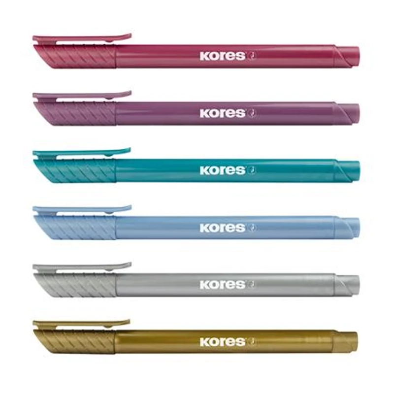 Ecsetirón készlet, KORES "Metallic Style", 6 metál szín,Ecsetirón készlet, KORES "Metallic Style", 6 metál szín