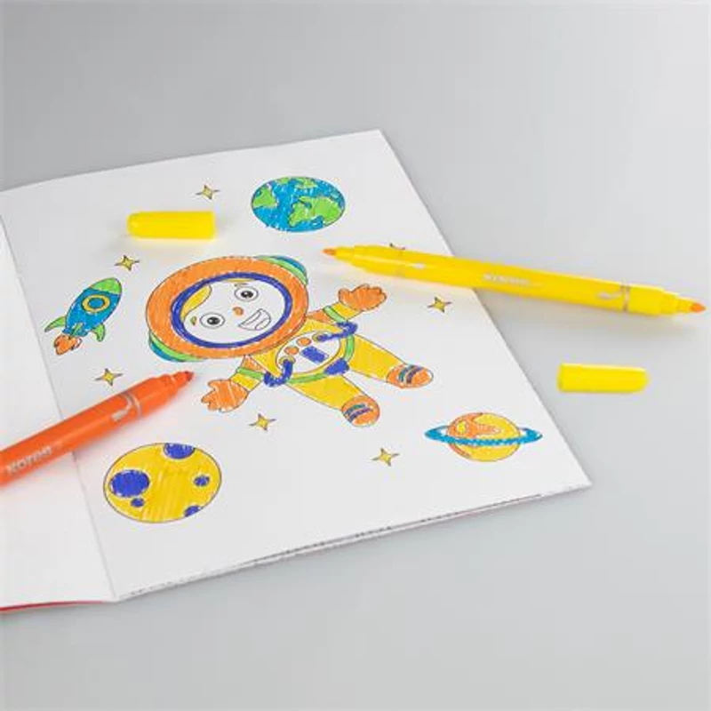 Filctoll készlet, 1-3 mm, kétvégű, kimosható, KORES "Korellos 2in1", 10 különböző szín