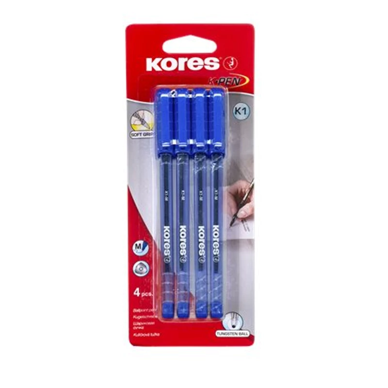 Golyóstoll, 1,0 mm, kupakos, háromszögletű, KORES "K1-M", kék