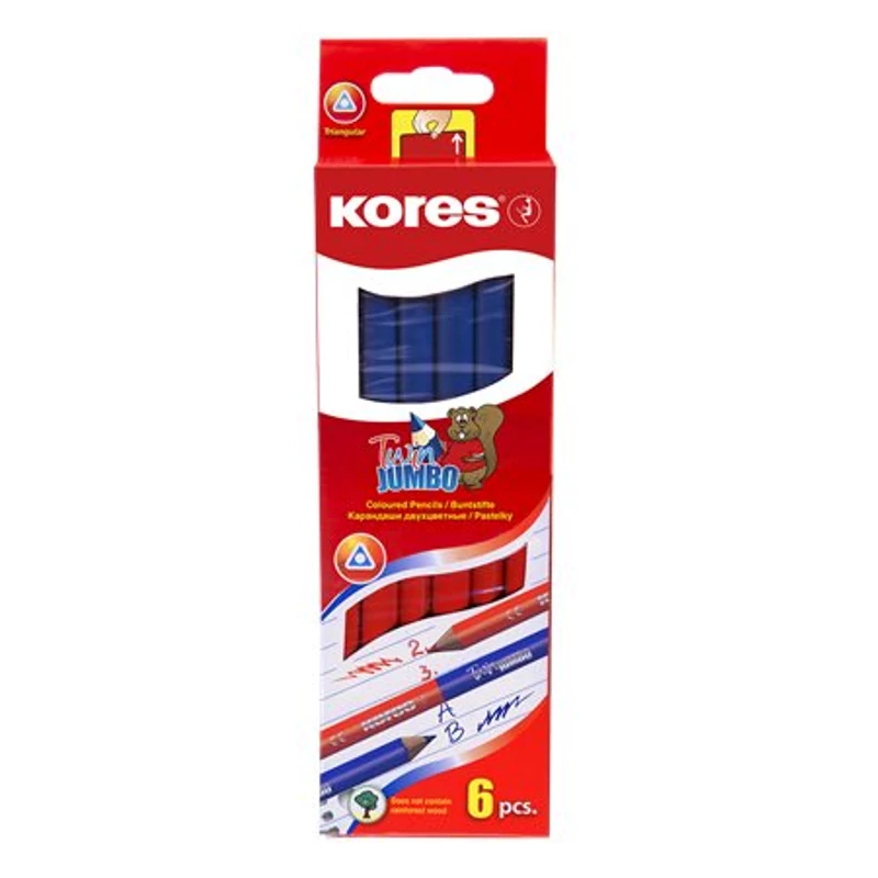 Postairón, háromszögletű, KORES „Twin Jumbo”, piros-kék