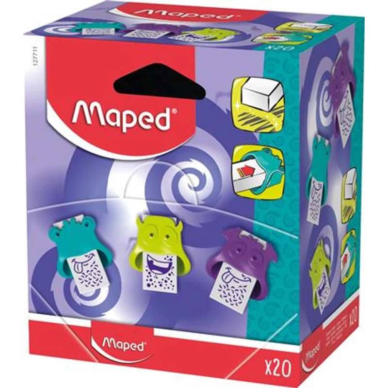 Radír display, MAPED "Little Monster", vegyes színek