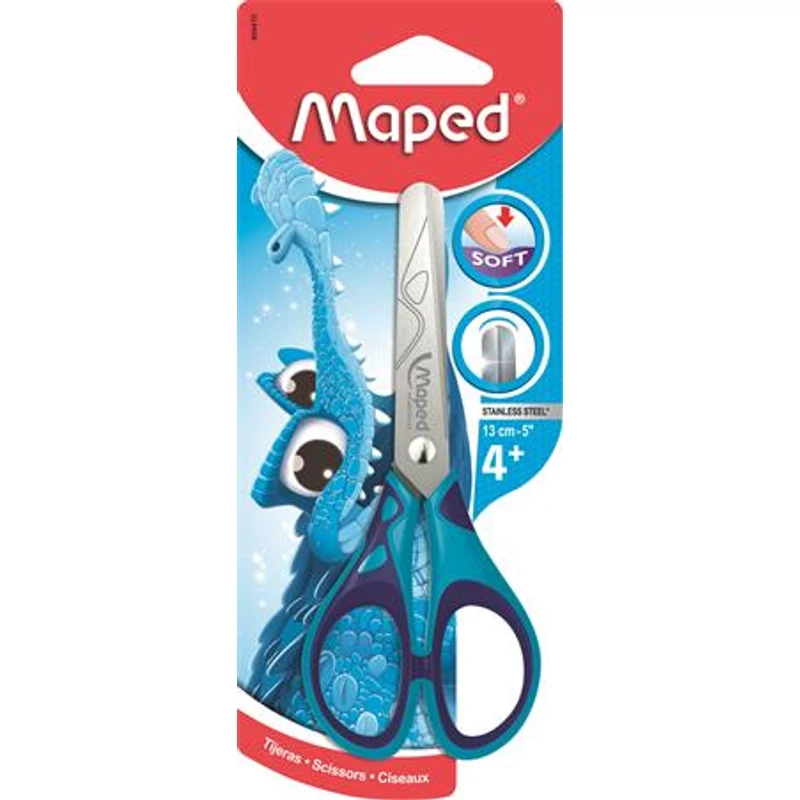 Olló, iskolai, 13 cm, MAPED „Essentials Soft”