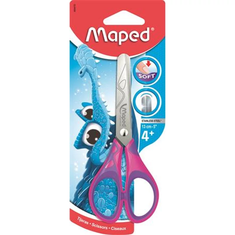 Olló, iskolai, 13 cm, MAPED „Essentials Soft”