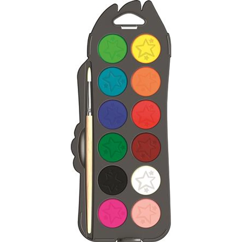 Vízfesték, 12 szín, 30 mm átm / szín + ajándék ecset, MAPED