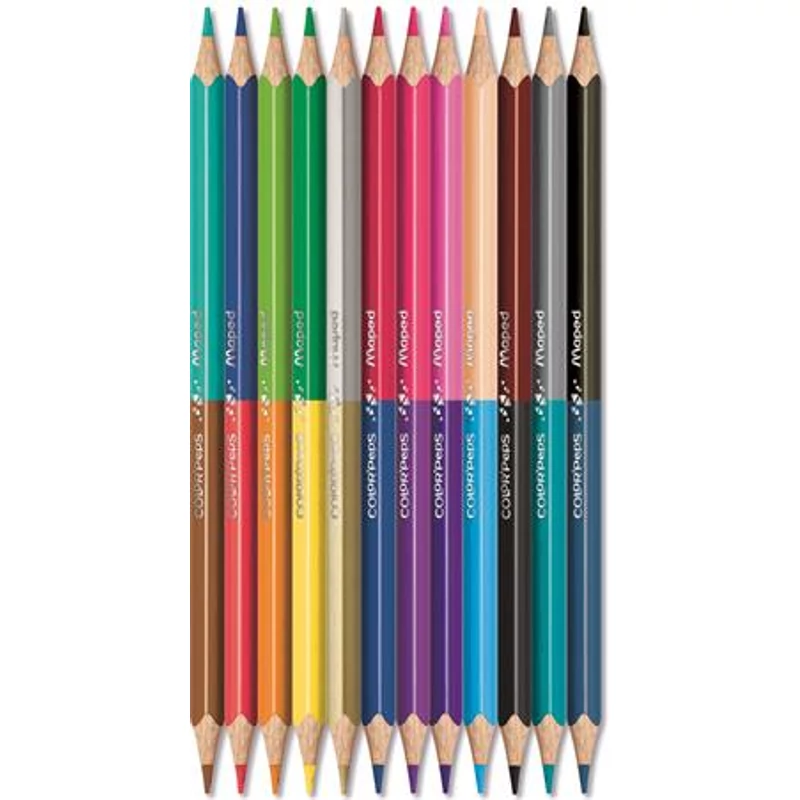 Színes ceruza készlet, kétvégű, háromszögletű, MAPED „Color`Peps Duo”, 24 különböző szín