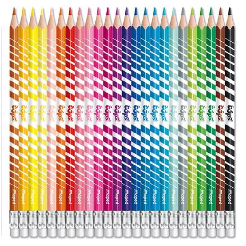 Színes ceruza készlet, háromszögletű, radírozható, MAPED "Color`Peps Oops", 24 különböző szín,Színes ceruza készlet, háromszögletű, radírozható, MAPED "Color`Peps Oops", 24 különböző szín