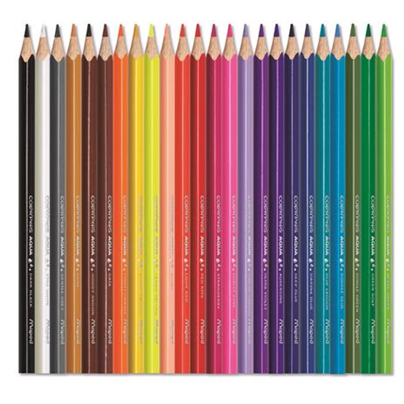Akvarell ceruza készlet, háromszögletű, ecsettel, MAPED "Color`Peps", 24 különböző szín,Akvarell ceruza készlet, háromszögletű, ecsettel, MAPED "Color`Peps", 24 különböző szín