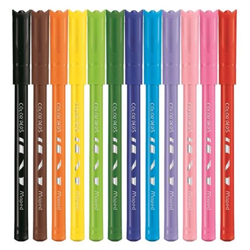 Filctoll készlet, 2 mm, kimosható, MAPED „Color`Peps Ocean”, 12 különböző szín