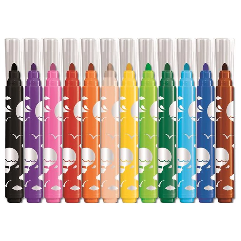 Filctoll készlet, 1-5 mm, kimosható, vastag, MAPED „Color`Peps Jumbo”, 12 különböző szín