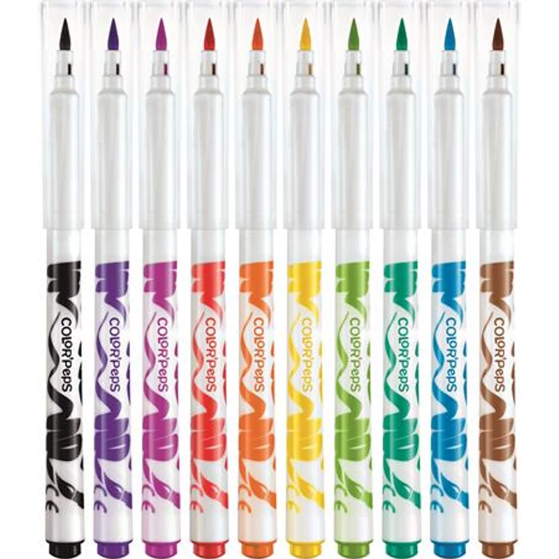 Filctoll készlet, kimosható, ecsetjellegű, MAPED „Color ’Peps Brush”, 10 különböző szín