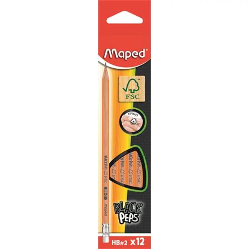 Grafitceruza radírral, HB, háromszögletű, MAPED "Black`Peps",Grafitceruza radírral, HB, háromszögletű, MAPED "Black`Peps"