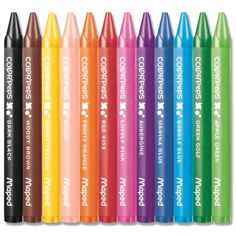Zsírkréta, MAPED "Color`Peps Wax", 12 különböző szín,Zsírkréta, MAPED "Color`Peps Wax", 12 különböző szín