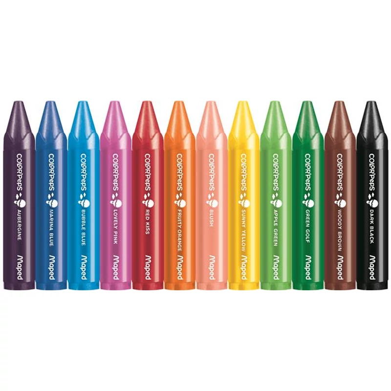 Zsírkréta, vastag, MAPED „Color`Peps MAXI Wax”, 12 különböző szín