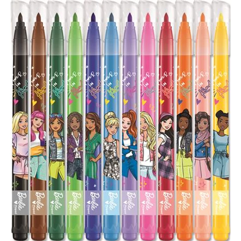 Filctoll készlet, 2,8 mm, kimosható, MAPED "Barbie", 12 különböző szín