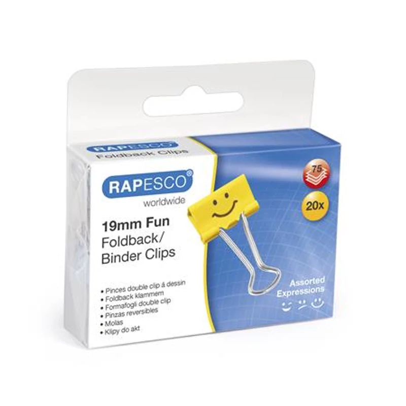 Bindercsipesz, 19 mm, RAPESCO „Fun”, sárga