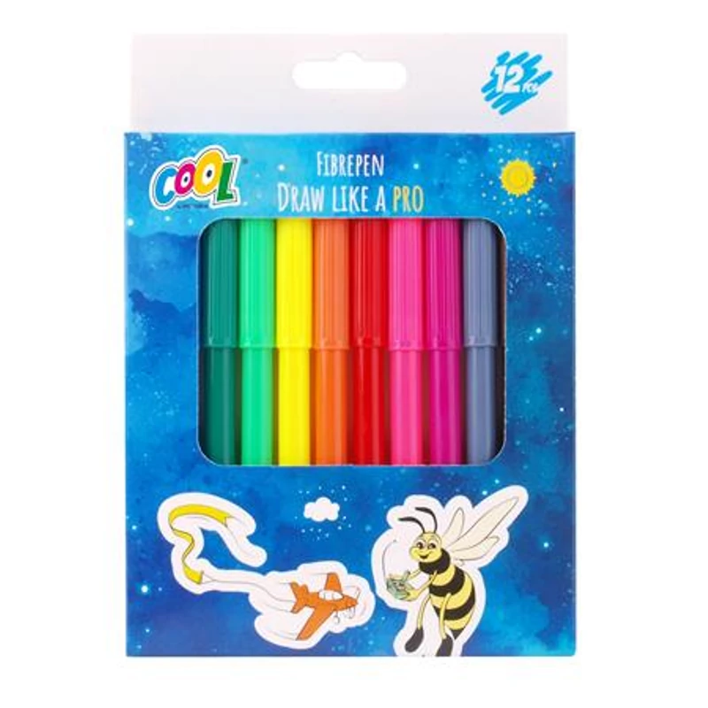 Filctoll készlet, 2 mm, COOL BY VICTORIA, 12 különböző szín