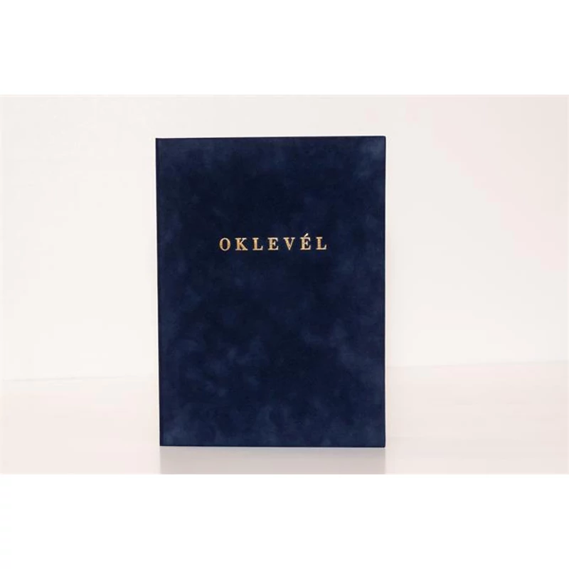 Oklevéltartó, A4, exkluzív, plüss, aranyozva, kék,Oklevéltartó, A4, exkluzív, plüss, aranyozva, kék