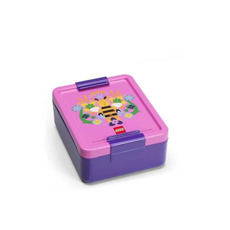 Uzsonnás doboz, LEGO "Bee", lila-rózsaszín-mintás