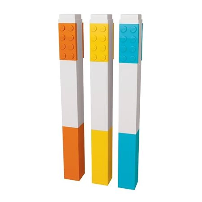 Szövegkiemelő készlet, kétvégű, LEGO, 3 különböző szín,Szövegkiemelő készlet, kétvégű, LEGO, 3 különböző szín