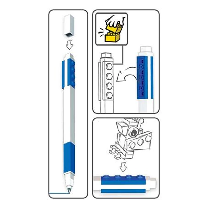 Zseléstoll, 0,7 mm, kupakos, mini figurával, LEGO, kék,Zseléstoll, 0,7 mm, kupakos, mini figurával, LEGO, kék