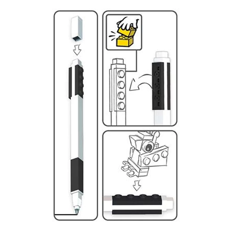 Zseléstoll, 0,7 mm, kupakos, mini figurával, LEGO, fekete,Zseléstoll, 0,7 mm, kupakos, mini figurával, LEGO, fekete