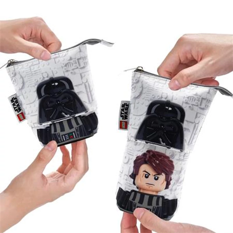 Tolltartó, cipzáras, pop-up, LEGO "Star Wars Darth Vader / Anakin", szürke-fekete-mintás,Tolltartó, cipzáras, pop-up, LEGO "Star Wars Darth Vader / Anakin", szürke-fekete-mintás