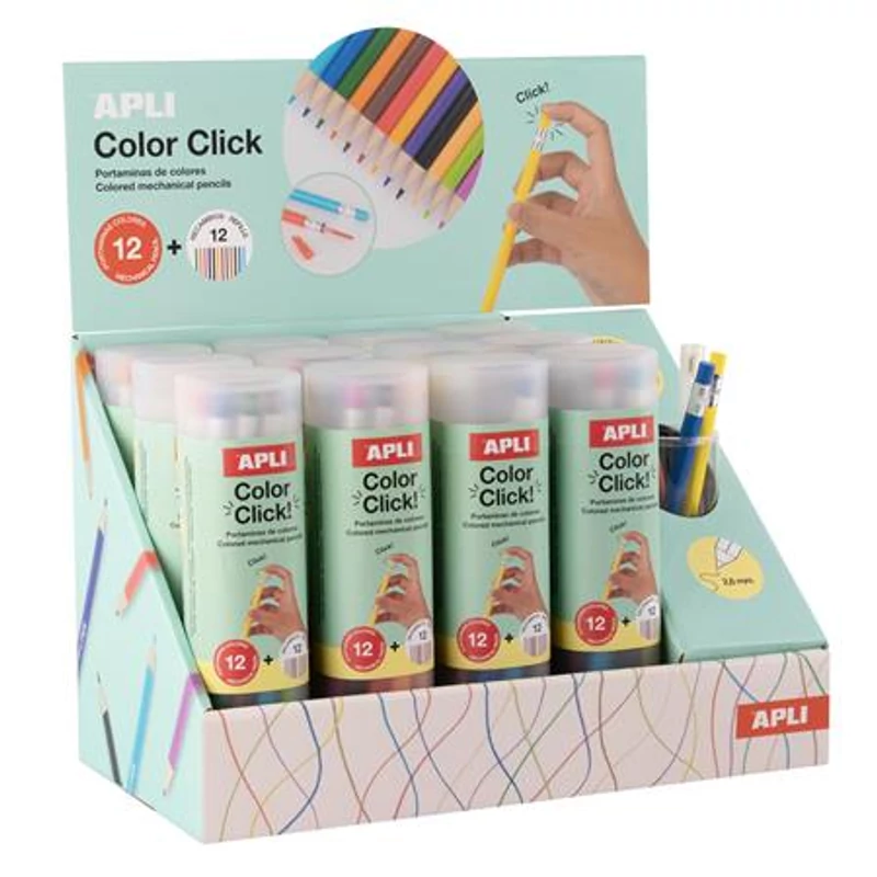 Színes töltőceruza készlet, display, APLI "Color Click", 12 különböző szín, 12 készlet / display,Színes töltőceruza készlet, display, APLI "Color Click", 12 különböző szín, 12 készlet / display,Színes töltőceruza készlet, display, APLI "Color Click", 12 különböző szín, 12 készlet / display,Színes töltőceruza készlet, display, APLI "Color Click", 12 különböző szín, 12 készlet / display