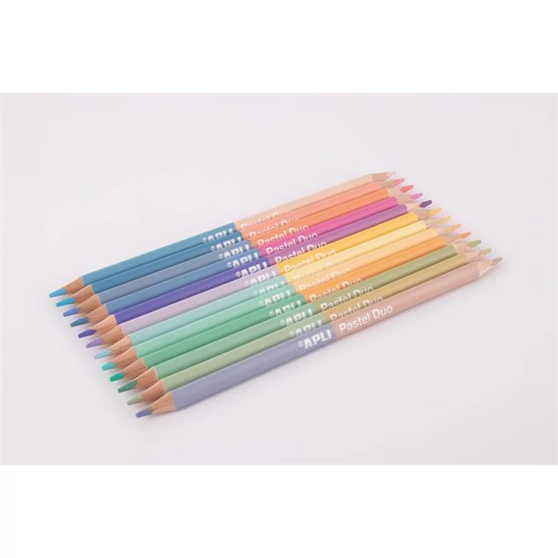 Színes ceruza készlet, kétvégű, háromszögletű, APLI "Pastel Duo", 24 különböző pasztel szín,Színes ceruza készlet, kétvégű, háromszögletű, APLI "Pastel Duo", 24 különböző pasztel szín