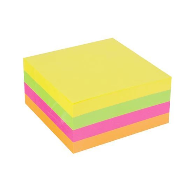 Öntapadó jegyzettömb, 75x75 mm, 400 lap, VICTORIA OFFICE, neon