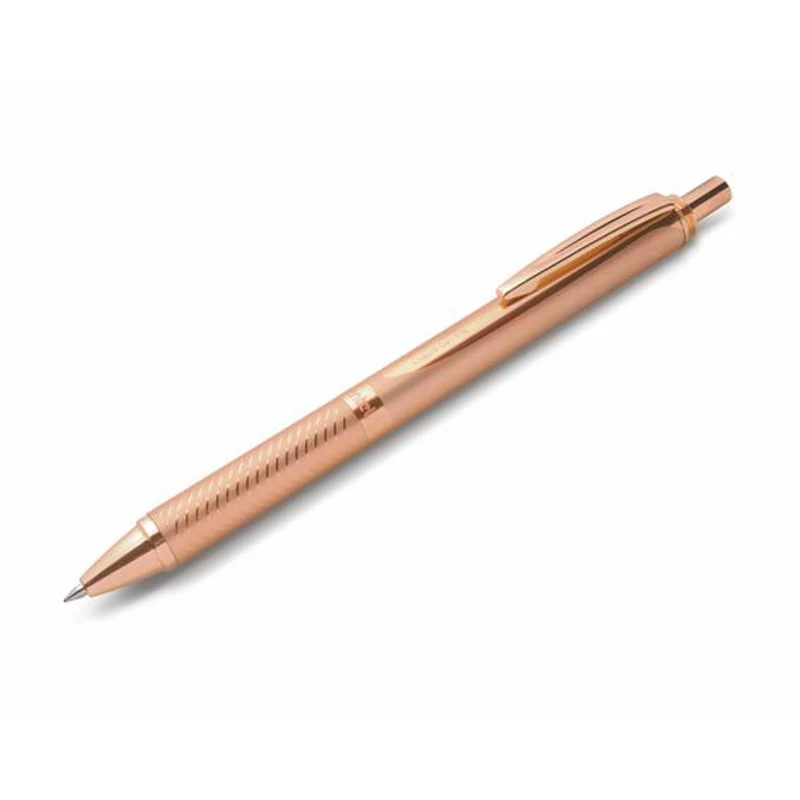 Zseléstoll, 0,35 mm, nyomógombos, rosegold tolltest, PENTEL "EnerGel BL-407" kék