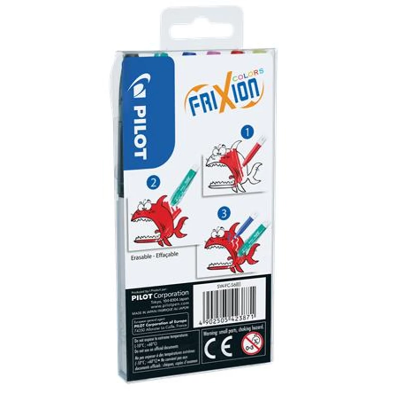 Filctoll készlet, 0,39-0,7 mm, törölhető, PILOT "Frixion Colors", 6 különböző szín