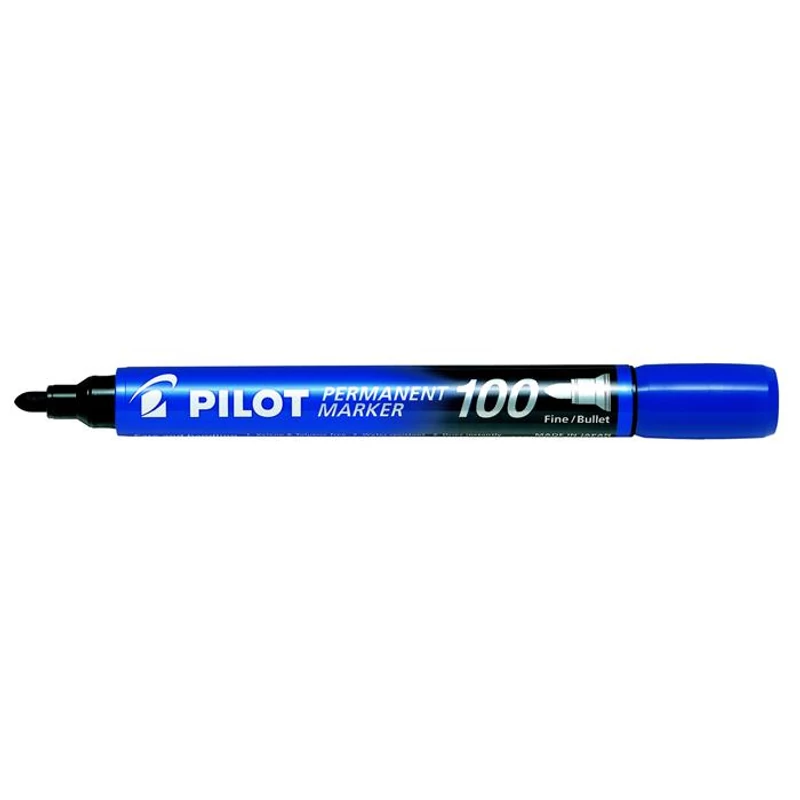 Alkoholos marker, 1 mm, kúpos, PILOT "Permanent Marker 100", kék