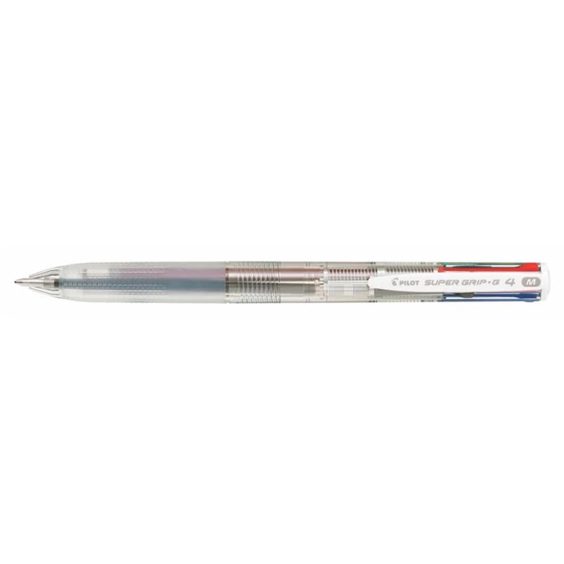 Golyóstoll, 0,27 mm, nyomógombos, áttetsző, PILOT "Super Grip G", négyszínű