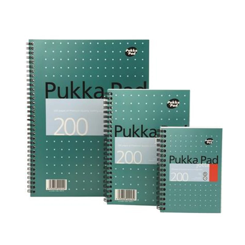 Spirálfüzet, A4 + , kockás, 100 lap, PUKKA PAD, „Metallic Jotta”