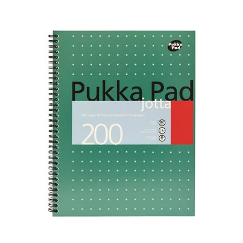 Spirálfüzet, A4 + , kockás, 100 lap, PUKKA PAD, „Metallic Jotta”