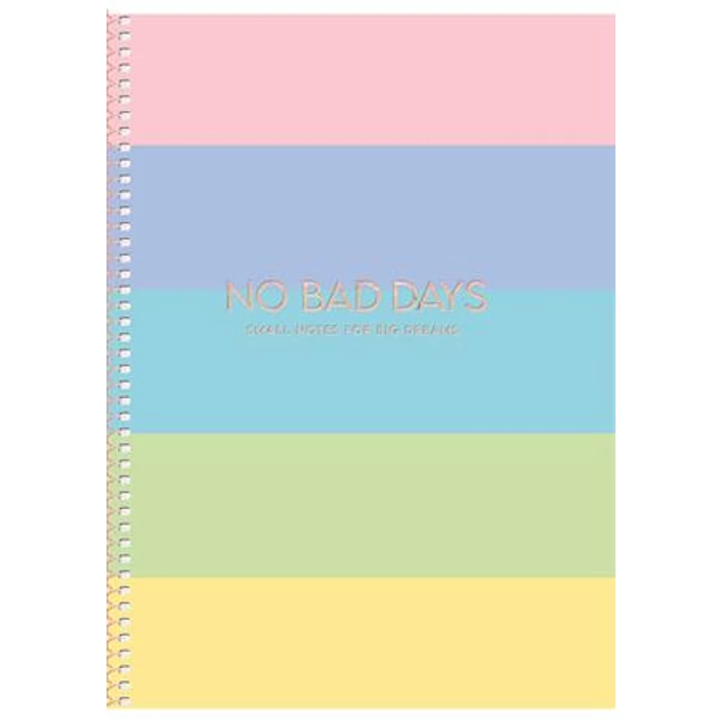 Spirálfüzet, B5, kockás, 80 lap, keményfedeles, SHKOLYARYK "No bad days", vegyes